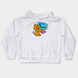 Dog Downloading Bone Kids Hoodie